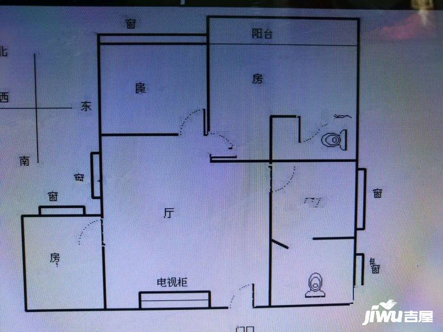 白云解放北路小区3室2厅1卫100㎡户型图