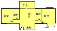 金碧花园2室2厅1卫74㎡户型图