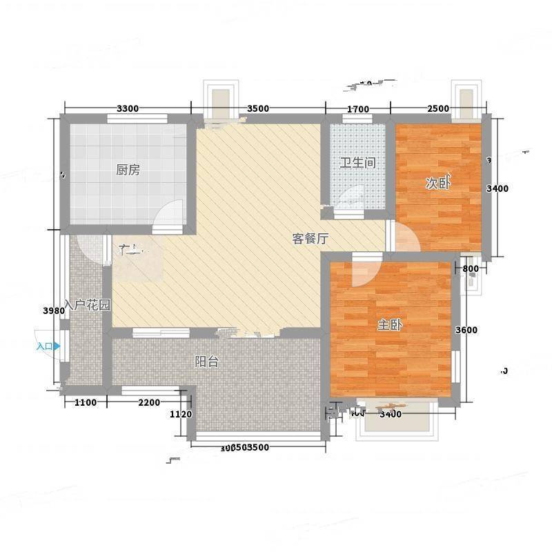 祈福新村湖景居2室0厅0卫72㎡户型图