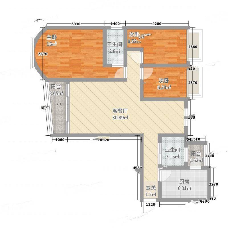 白云骏景家园3室0厅0卫117㎡户型图