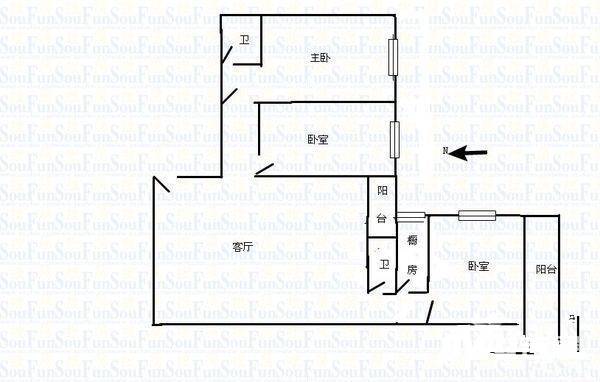 金桂园云华阁3室1厅2卫350㎡户型图