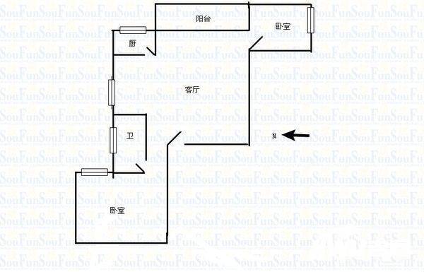 金桂园云华阁2室1厅1卫350㎡户型图