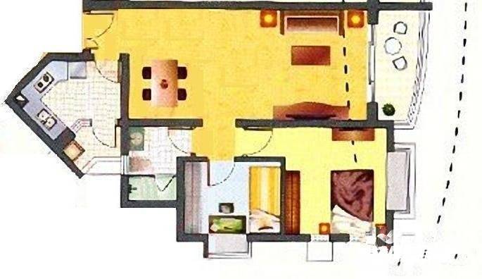 祈福新村迎风阁2室1厅1卫83㎡户型图