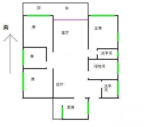 华农茶山区宿舍5室2厅1卫110㎡户型图