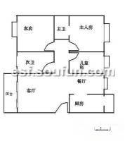 古风大厦3室2厅2卫138㎡户型图