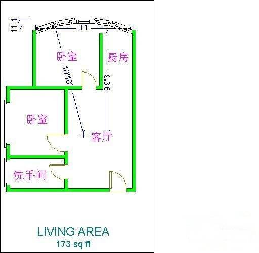 迎翠春庭2室1厅1卫36㎡户型图