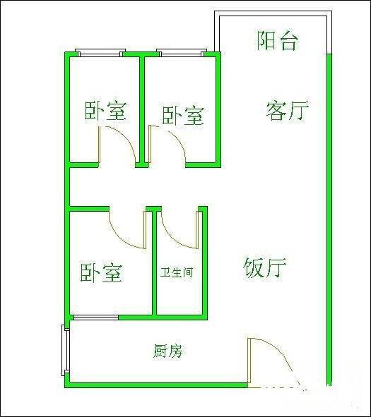 迎翠春庭3室1厅1卫110㎡户型图