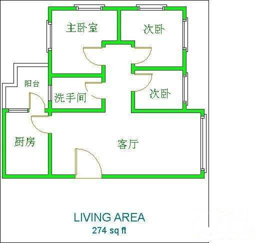 迎翠春庭3室1厅1卫110㎡户型图