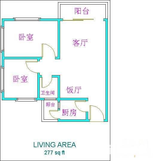 迎翠春庭2室2厅1卫76㎡户型图