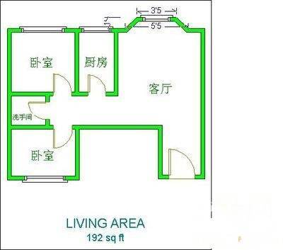 迎翠春庭2室1厅1卫60㎡户型图