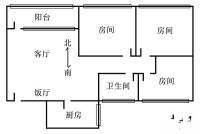 东堤三马路小区3室1厅1卫80㎡户型图