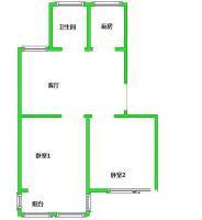 鹤园小区2室2厅2卫50㎡户型图