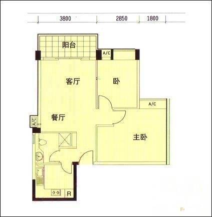 珠江南景园2室2厅1卫78㎡户型图