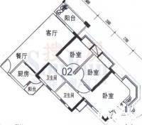 花样年华二期3室2厅2卫123㎡户型图