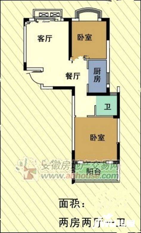 天逸华府杏园2室2厅1卫73㎡户型图