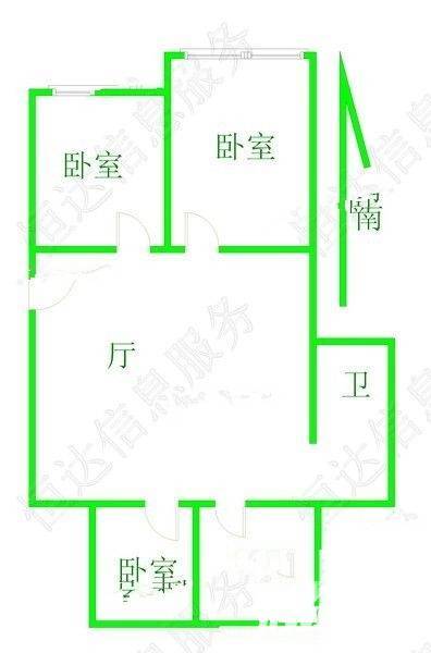 扬子科技苑3室1厅1卫80㎡户型图