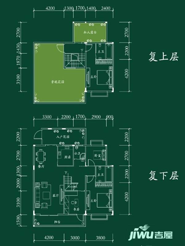 三合金座4室3厅4卫162㎡户型图