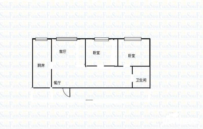 首创国际城2室1厅1卫88㎡户型图