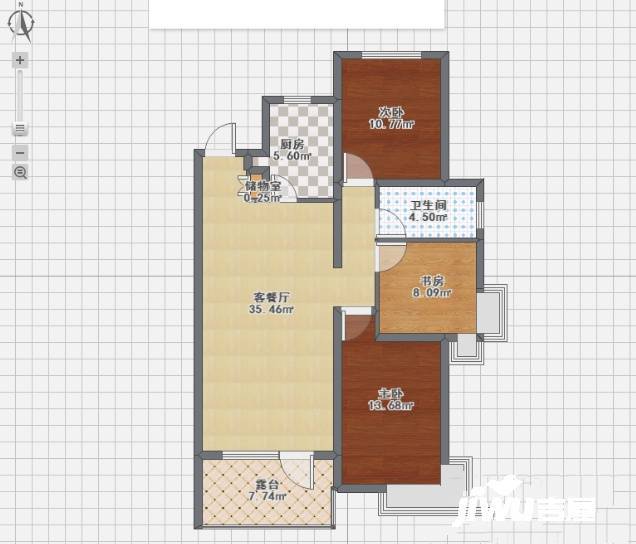 首创国际城3室2厅1卫117㎡户型图