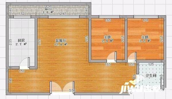 名流印象2室2厅1卫92㎡户型图