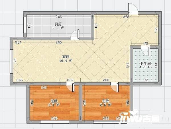 名流印象三期2室1厅1卫78㎡户型图