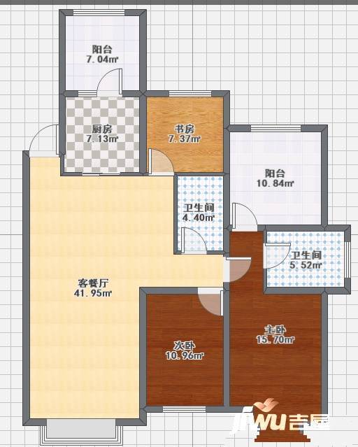 金地滨河国际四期3室2厅2卫139㎡户型图