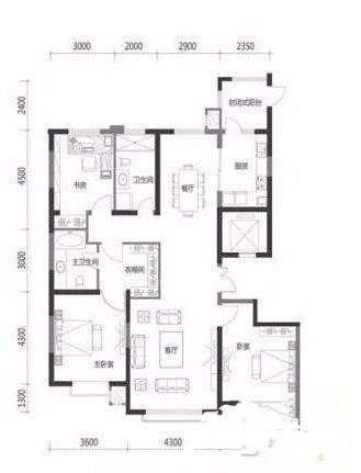 丽湾上品3室2厅2卫160㎡户型图