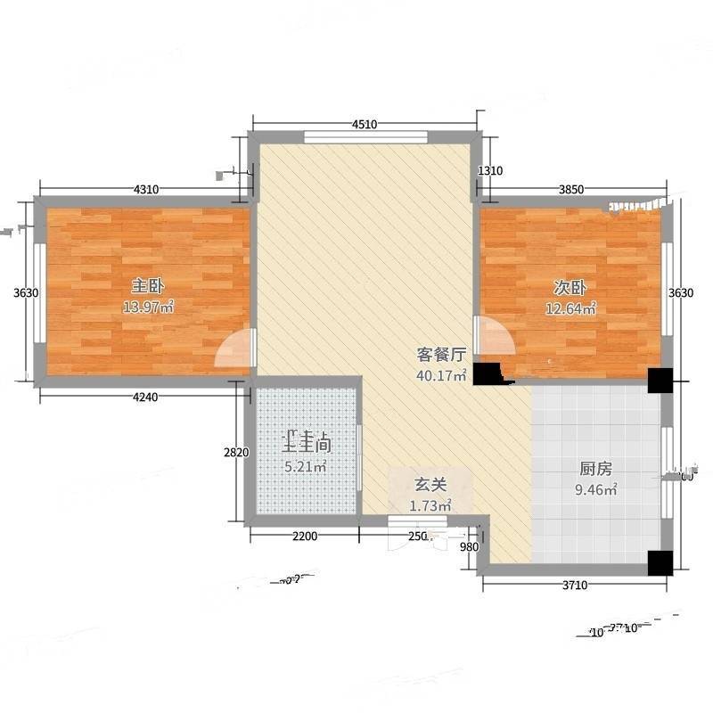 湖畔新城2室0厅0卫90㎡户型图