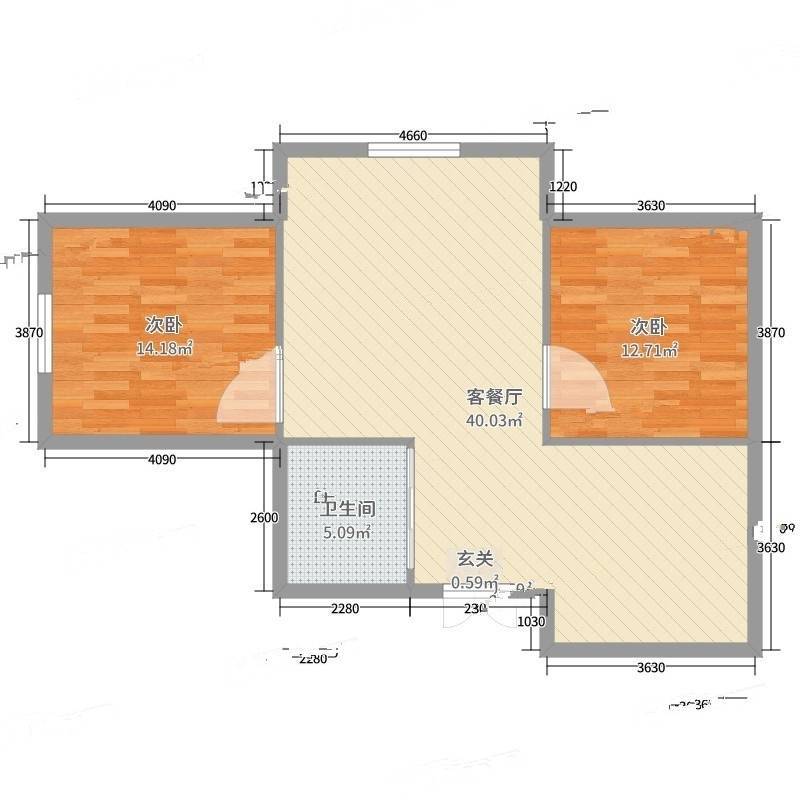 湖畔新城2室0厅0卫90㎡户型图