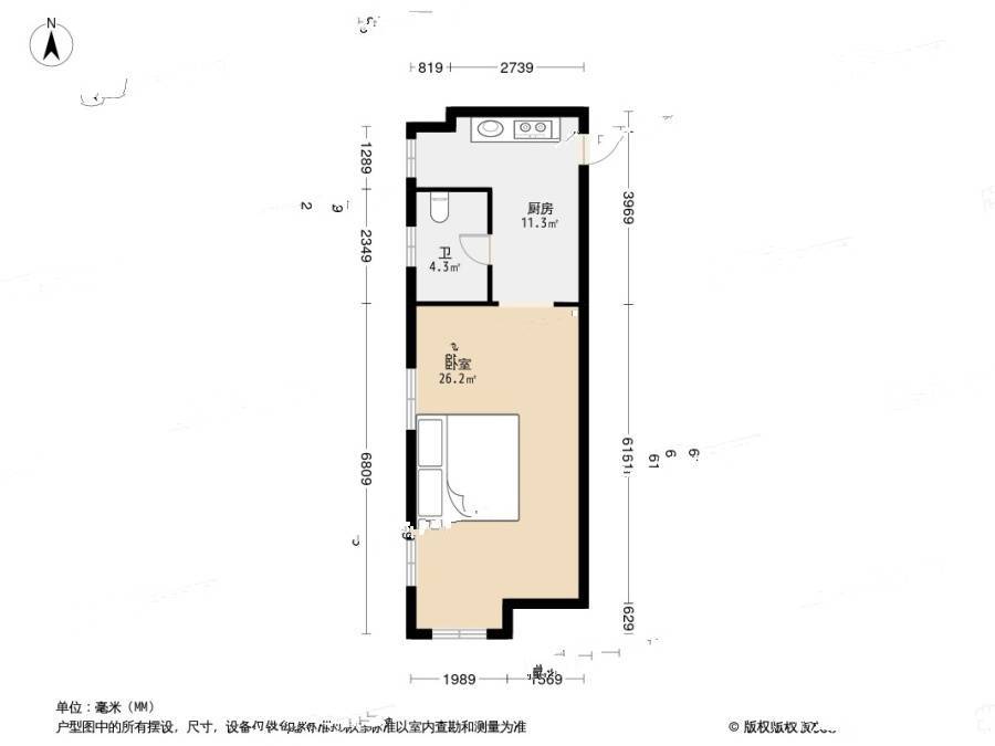 和泓尚品1室0厅1卫63㎡户型图