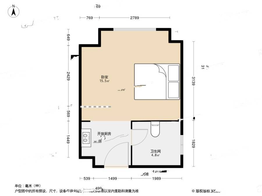 亚洲大厦1室0厅1卫47㎡户型图