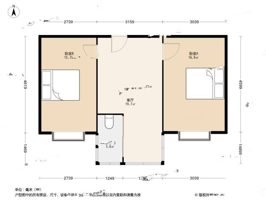 文荟社区2室1厅1卫60㎡户型图