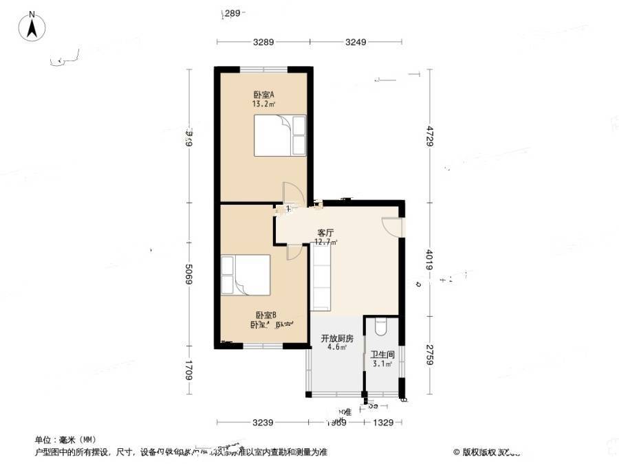 文荟社区2室1厅1卫60㎡户型图