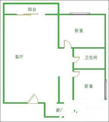 保利御景台2室1厅1卫85㎡户型图