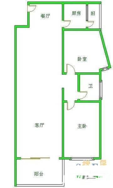 康桥品上2室1厅1卫86㎡户型图