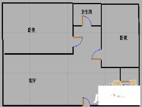 锦绣华都2室2厅1卫80㎡户型图