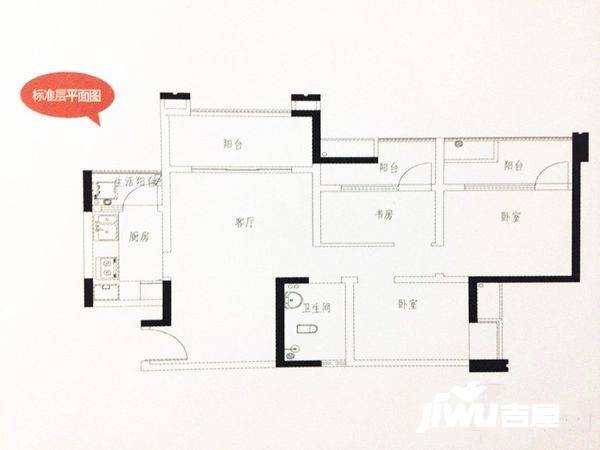 中铁奥维尔二期3室2厅2卫87㎡户型图