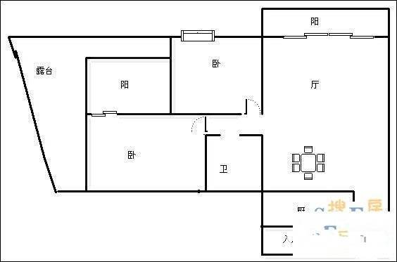 中海国际社区碧林2室2厅1卫84㎡户型图