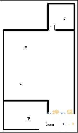 西区花园五期1室1厅1卫40㎡户型图