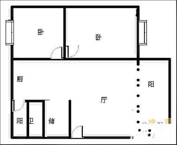 西区花园五期2室2厅1卫86㎡户型图