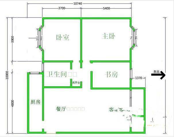 西区花园二期3室2厅1卫103㎡户型图