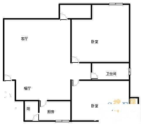 时代花城一期2室2厅1卫89㎡户型图