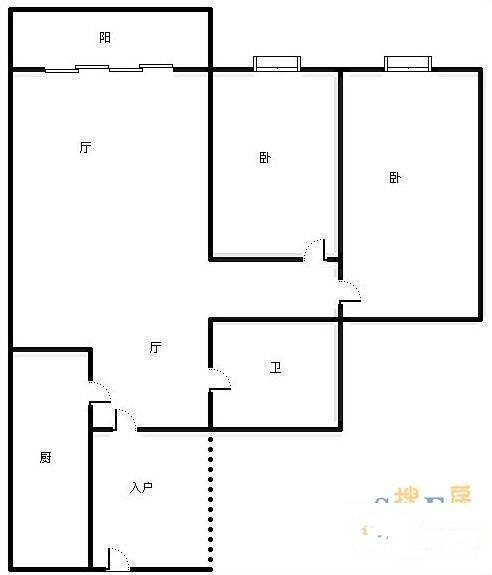 神仙树馨苑2室2厅1卫86㎡户型图