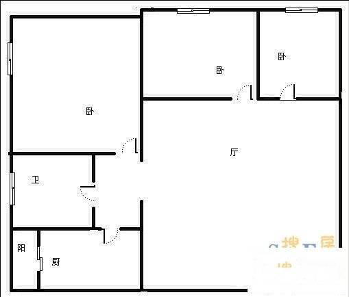 神仙树馨苑3室2厅1卫77㎡户型图