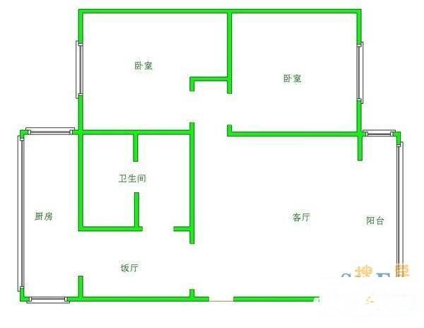 肖家河东二巷社区2室2厅1卫85㎡户型图