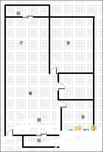 利通出水芙蓉2室1厅1卫80㎡户型图