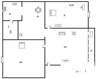 六菱小区3室1厅1卫88㎡户型图