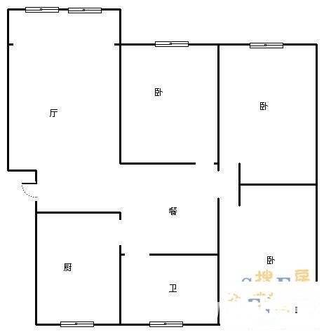 西藏地质花苑3室2厅1卫106㎡户型图