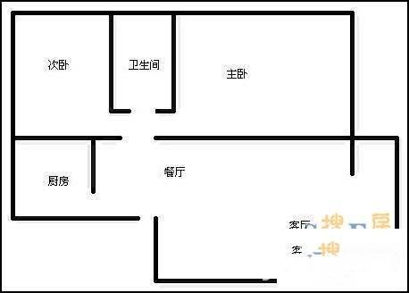 会龙小区2室1厅1卫80㎡户型图