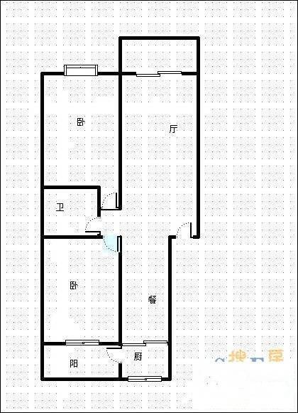 会龙小区2室2厅1卫93㎡户型图